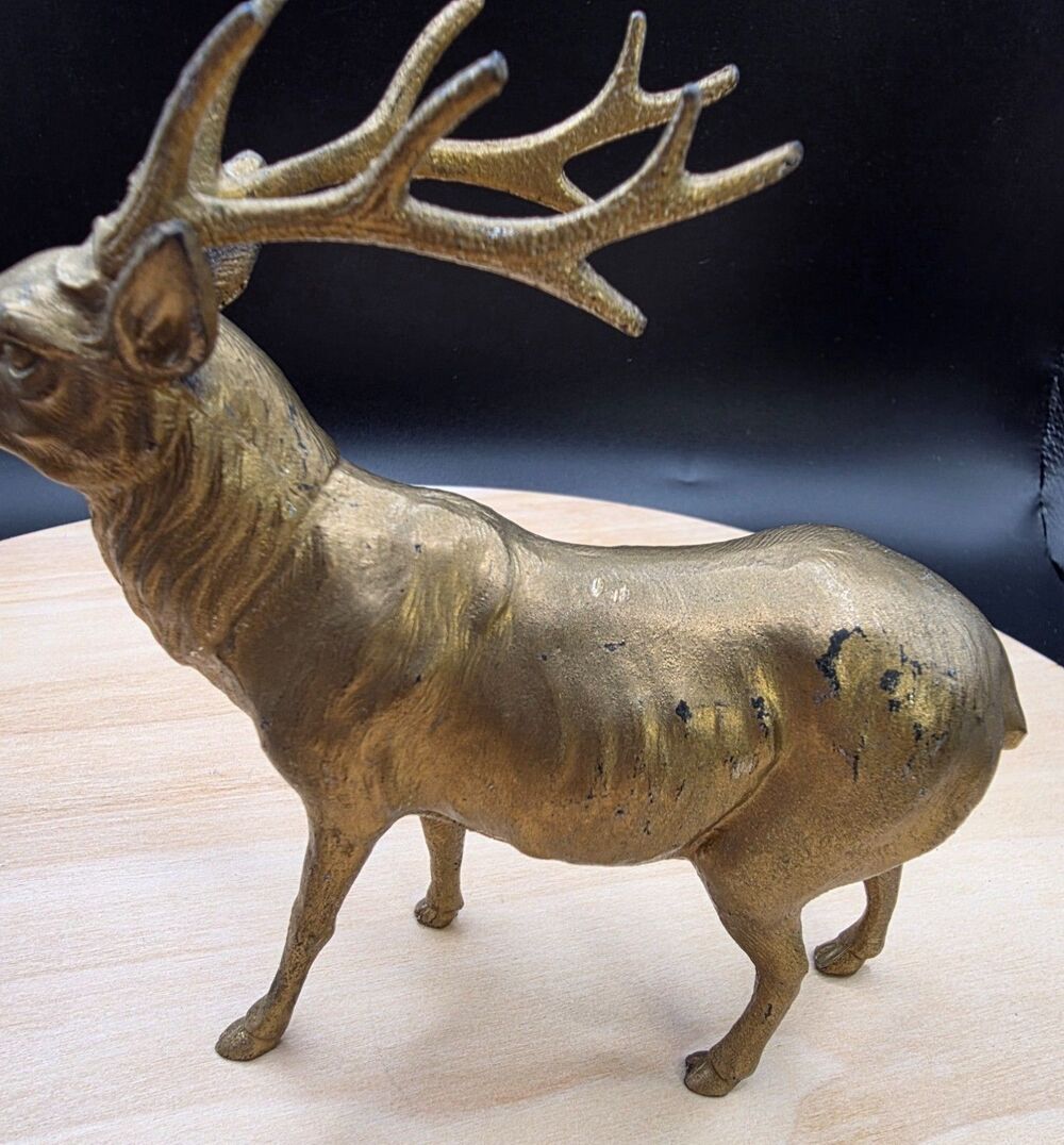 Brass Tone Elk Stag Deer Figurines Set of 3 Wildlife Vintage Made In Japan - Picture 3 of 16